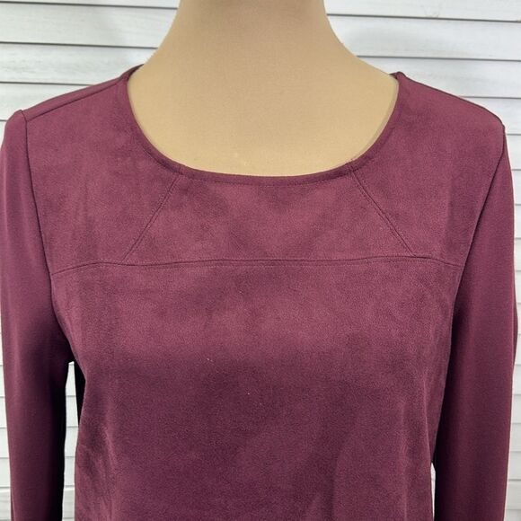 Chico's Tunic Size 1P Size 8P Faux Sueded Front Long Sleeve NWOT - Picture 4 of 16